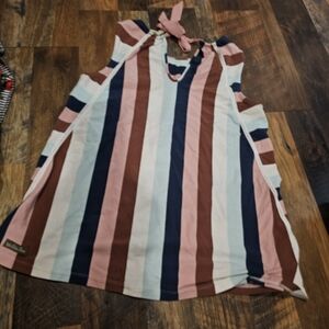 Matilda Jane Pink, Blue, and Brown Striped Top